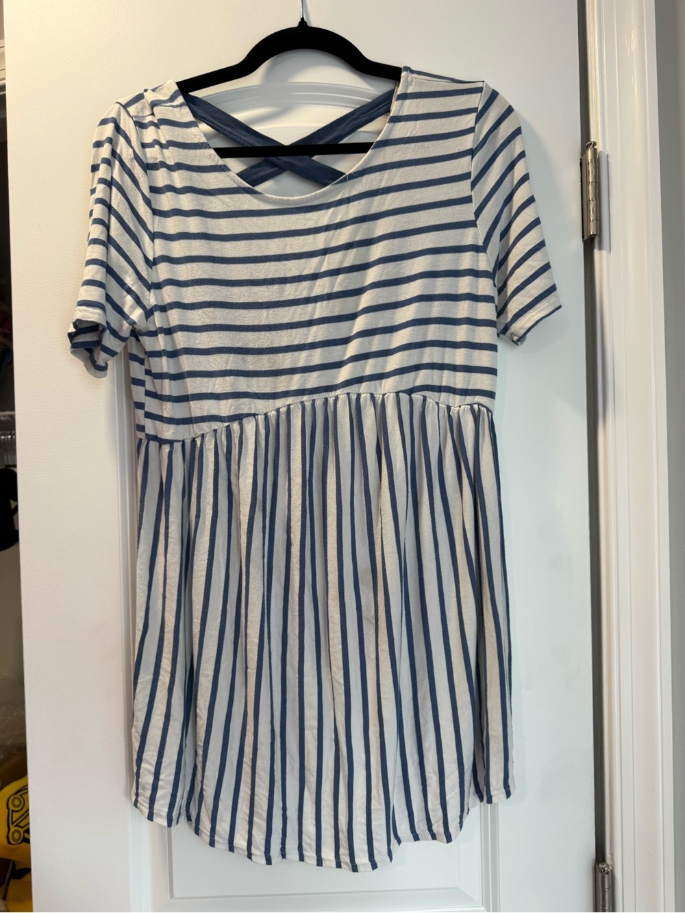 First Looks Maternity Blue & White Striped Crisscross Back Tunic